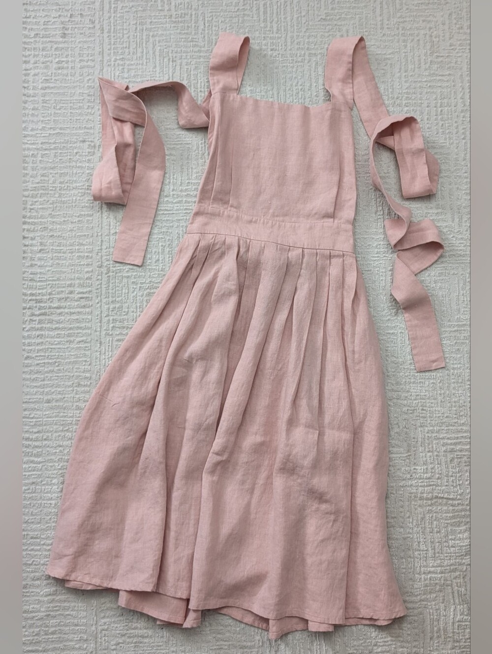 100% Linen Pink Ballet Cross-Open-back Sundress